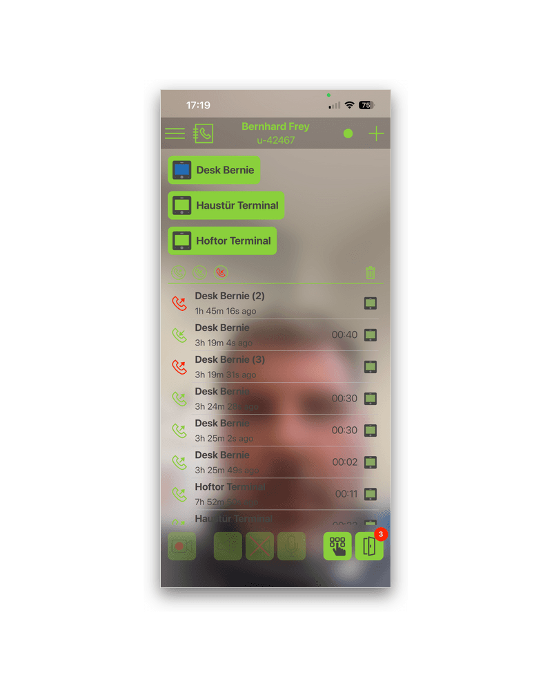 frogSIP video intercom app on a smartphone
