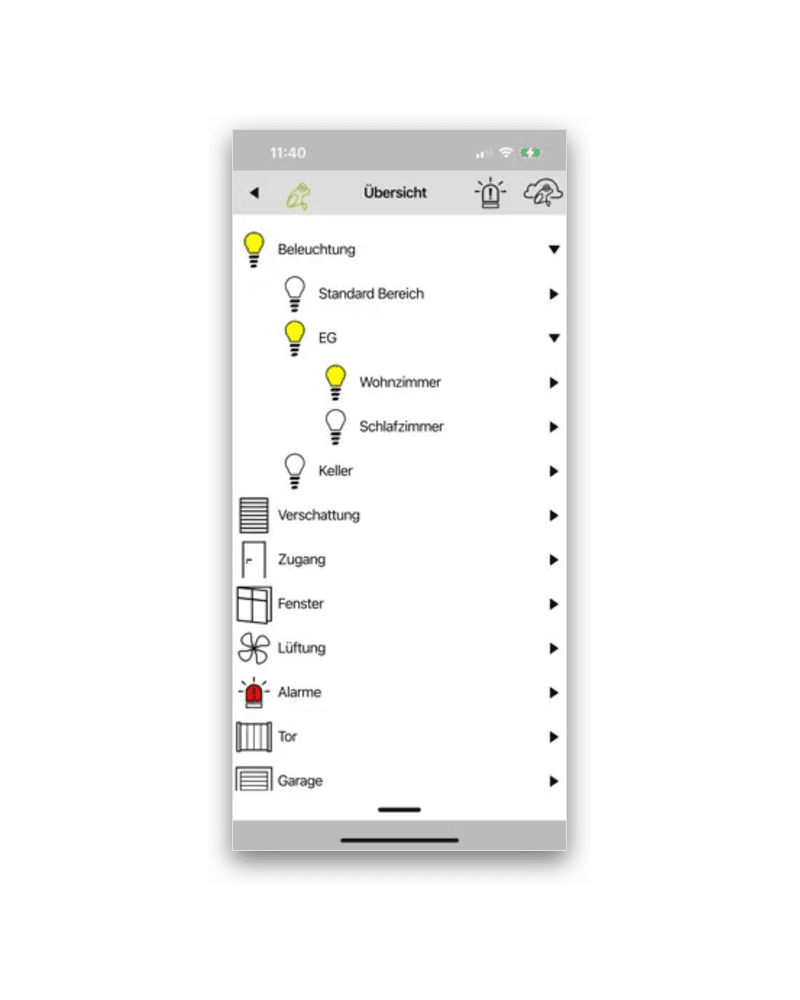 frogControl legacy control app on a smartphone